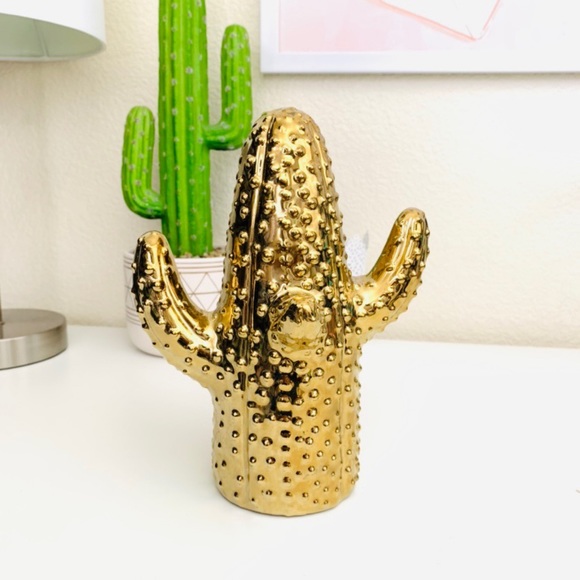 Other - Metallic Gold Cactus Home Decor Accent Office Room